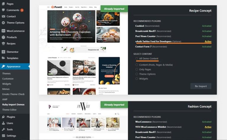 Install Demo Content – Pixwell Help Center