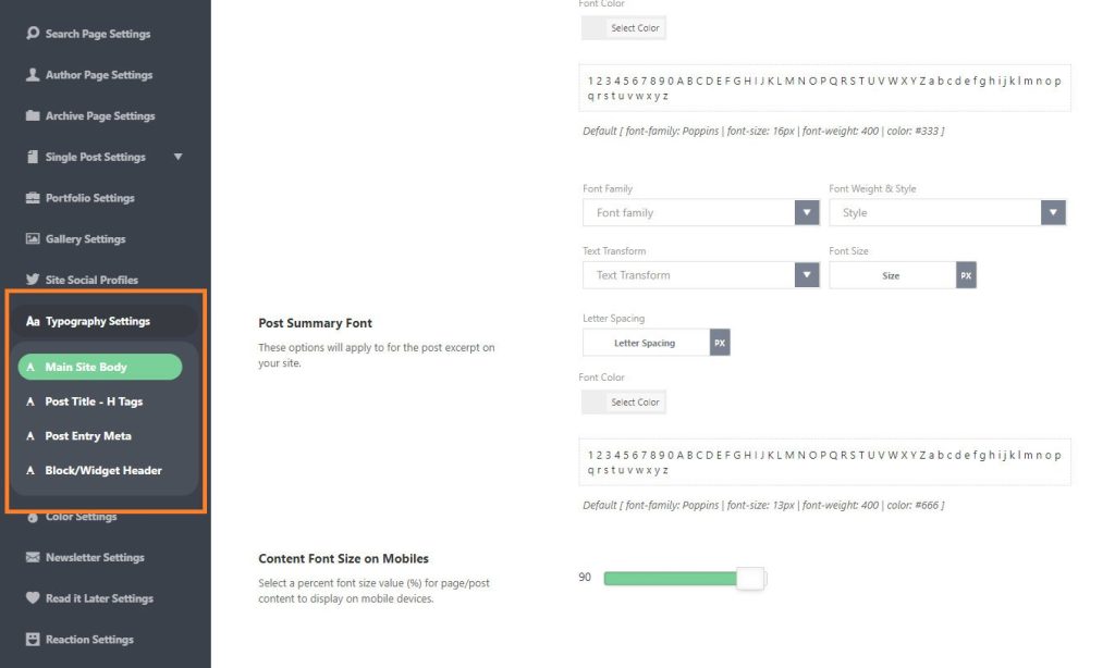 Typography Options – Pixwell Help Center
